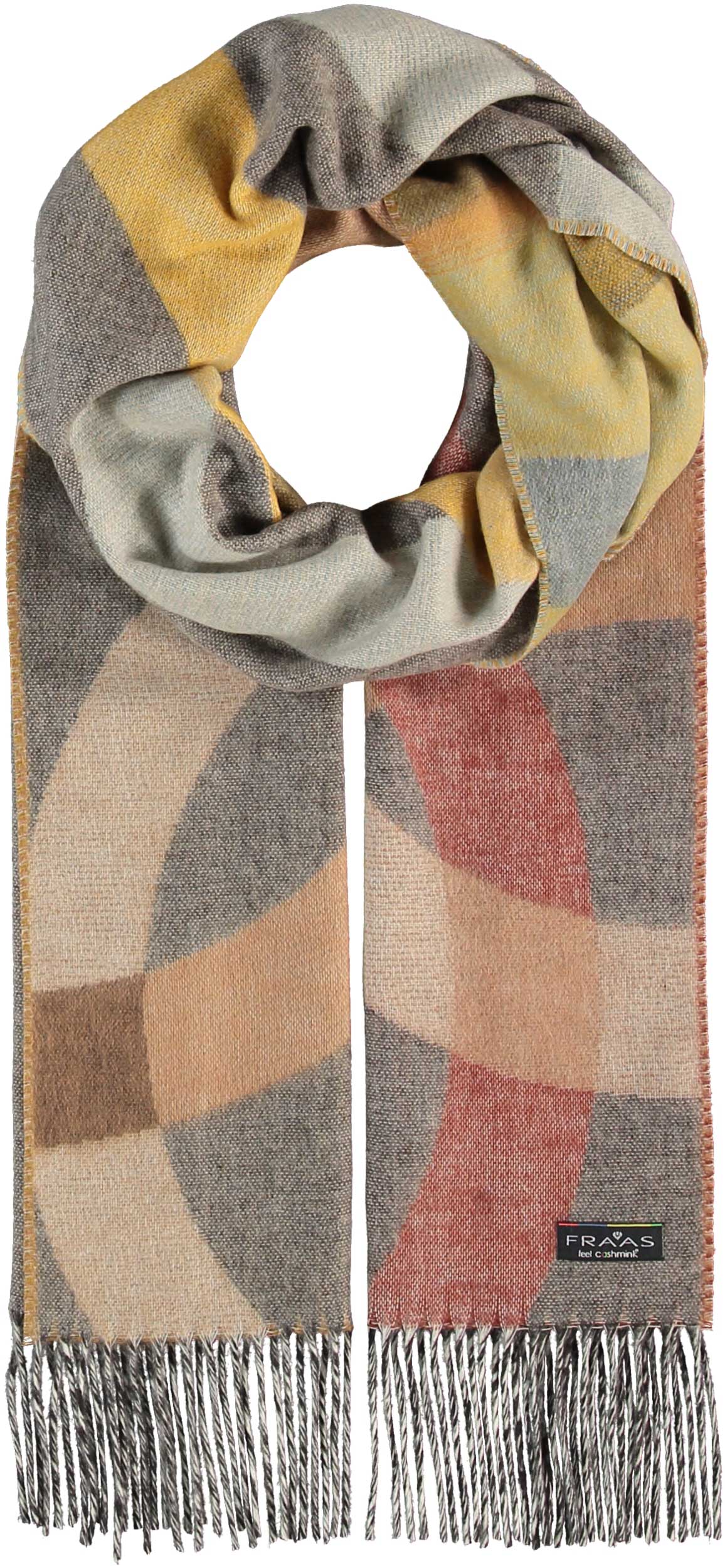 Oversized Cashmink Scarf with Colourful Circles - Yellow