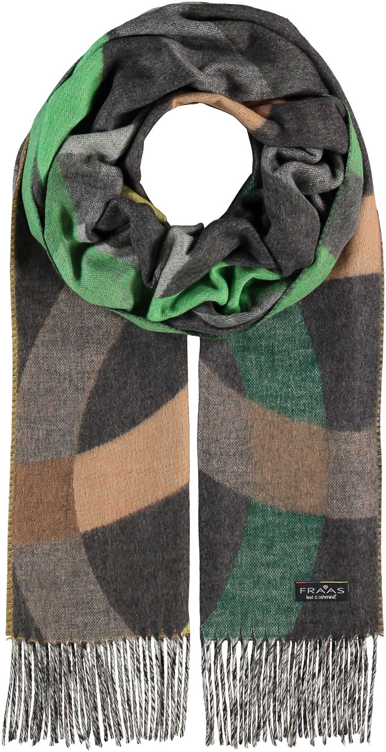 Oversized Cashmink Scarf with Colourful Circles - Green=