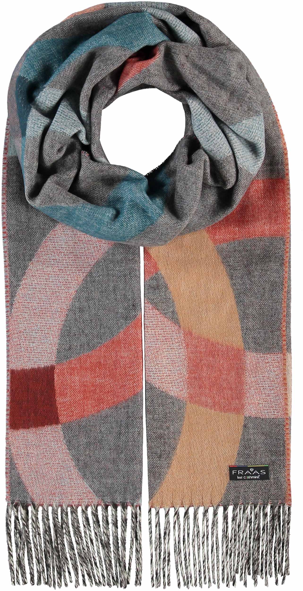 Oversized Cashmink Scarf with Colourful Circles - Orange