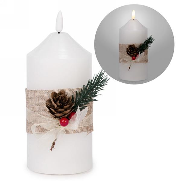 Large LED Candle with Pine