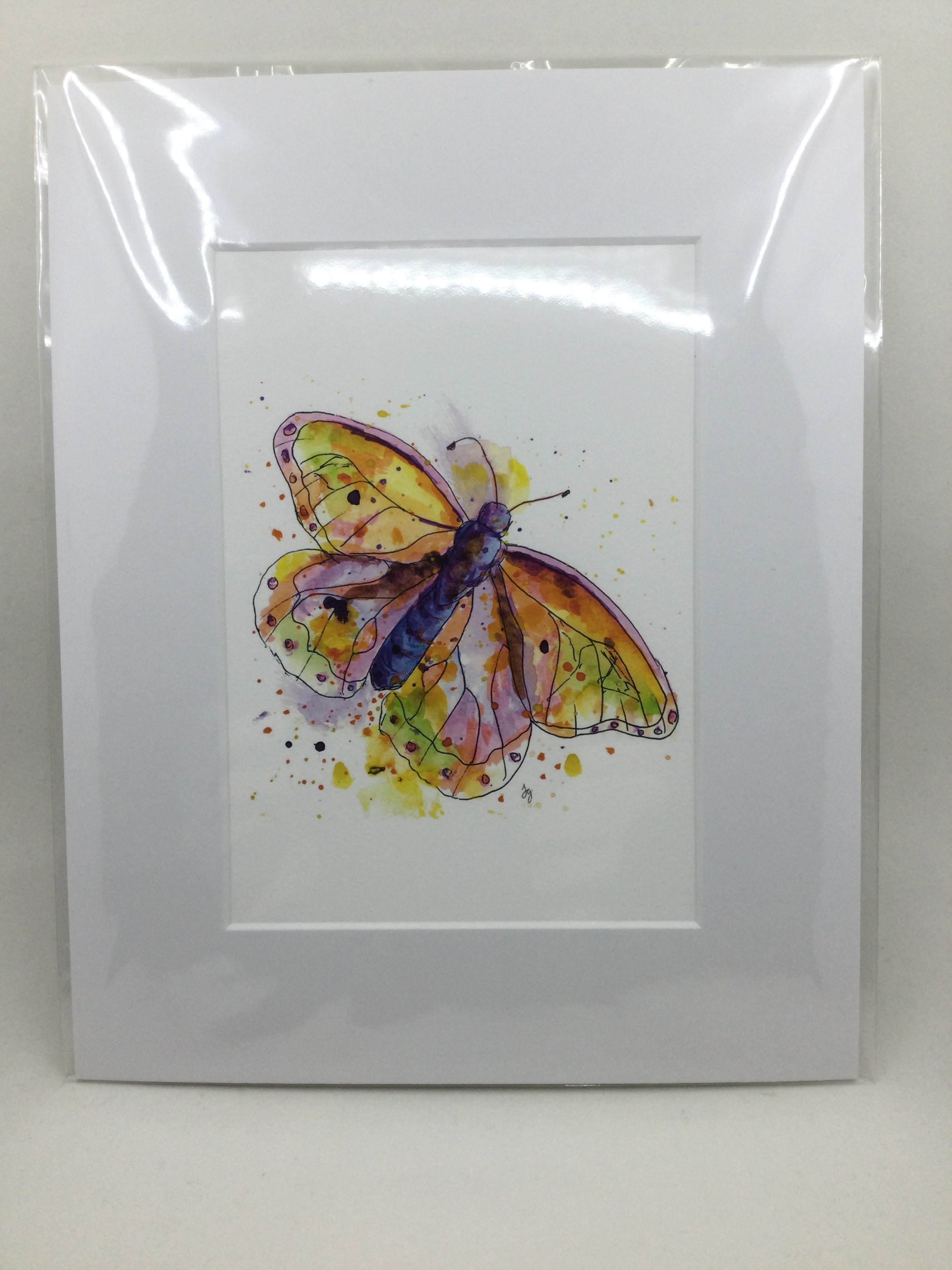 Art Print with Mat by Jennifer Giffin - Multicoloured Butterfly