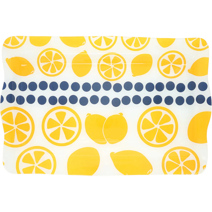 Fruit-Themed Glass Serving Tray - Lemons