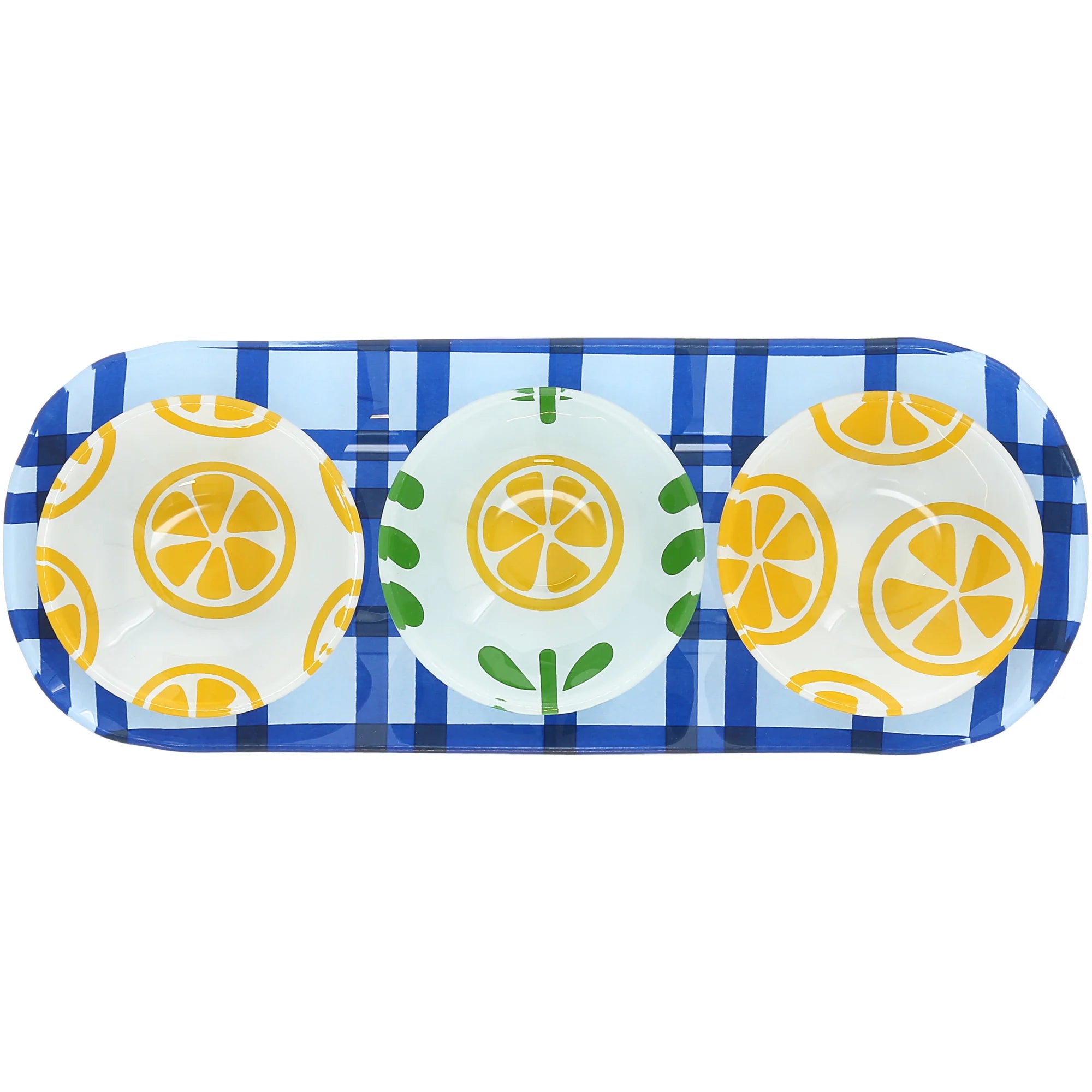 Fruit-Themed Serving Tray with Three Bowls - Lemons