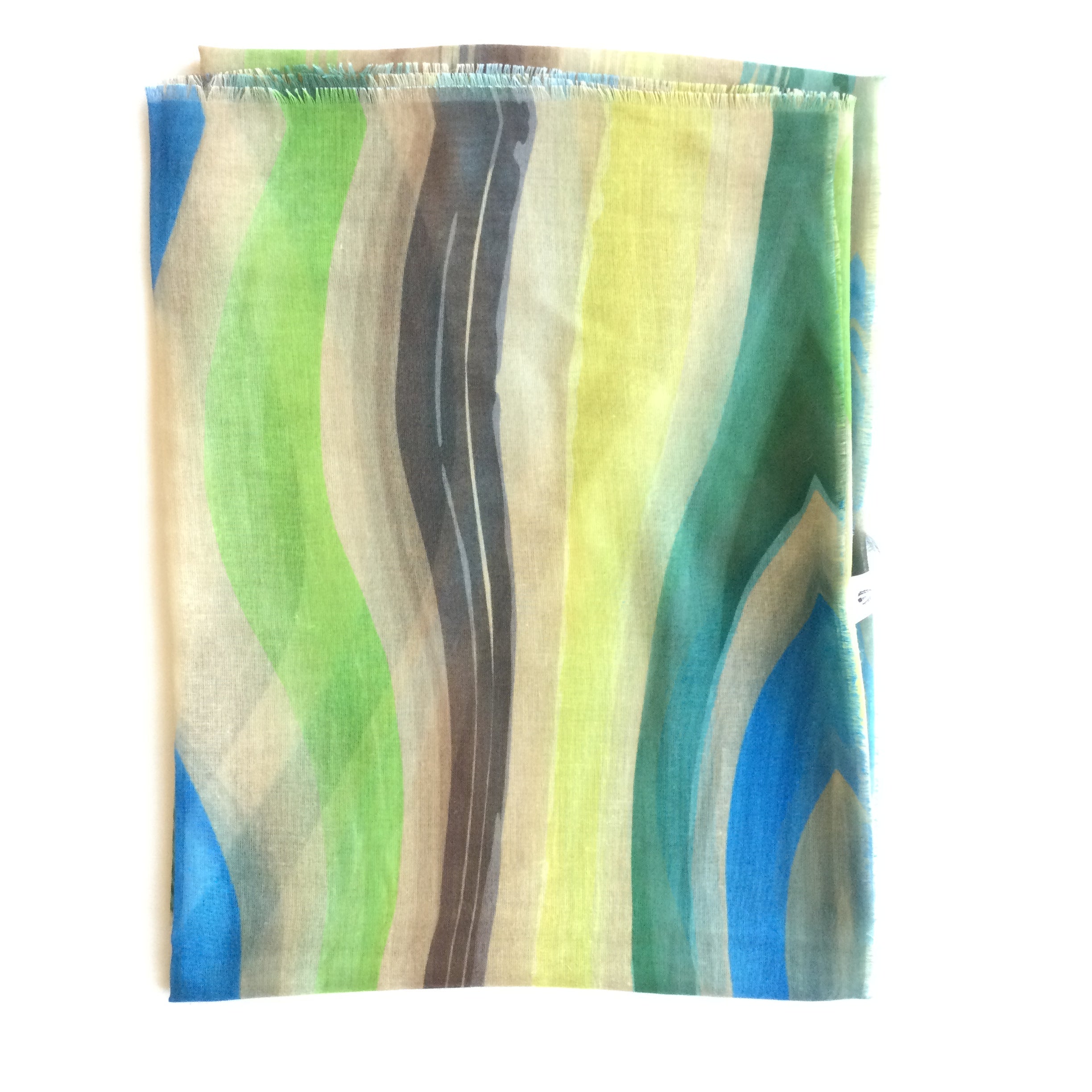 Lightweight Scarf with Wave Pattern - Light Green