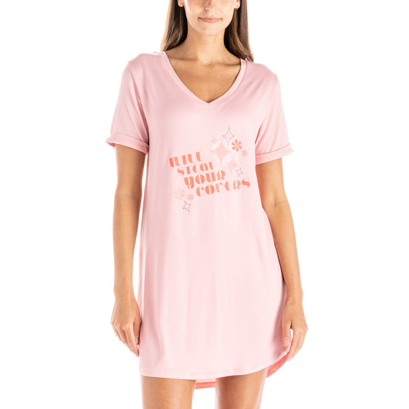 Let Me Sleep Shirt - Pink "Will Steal Your Covers"