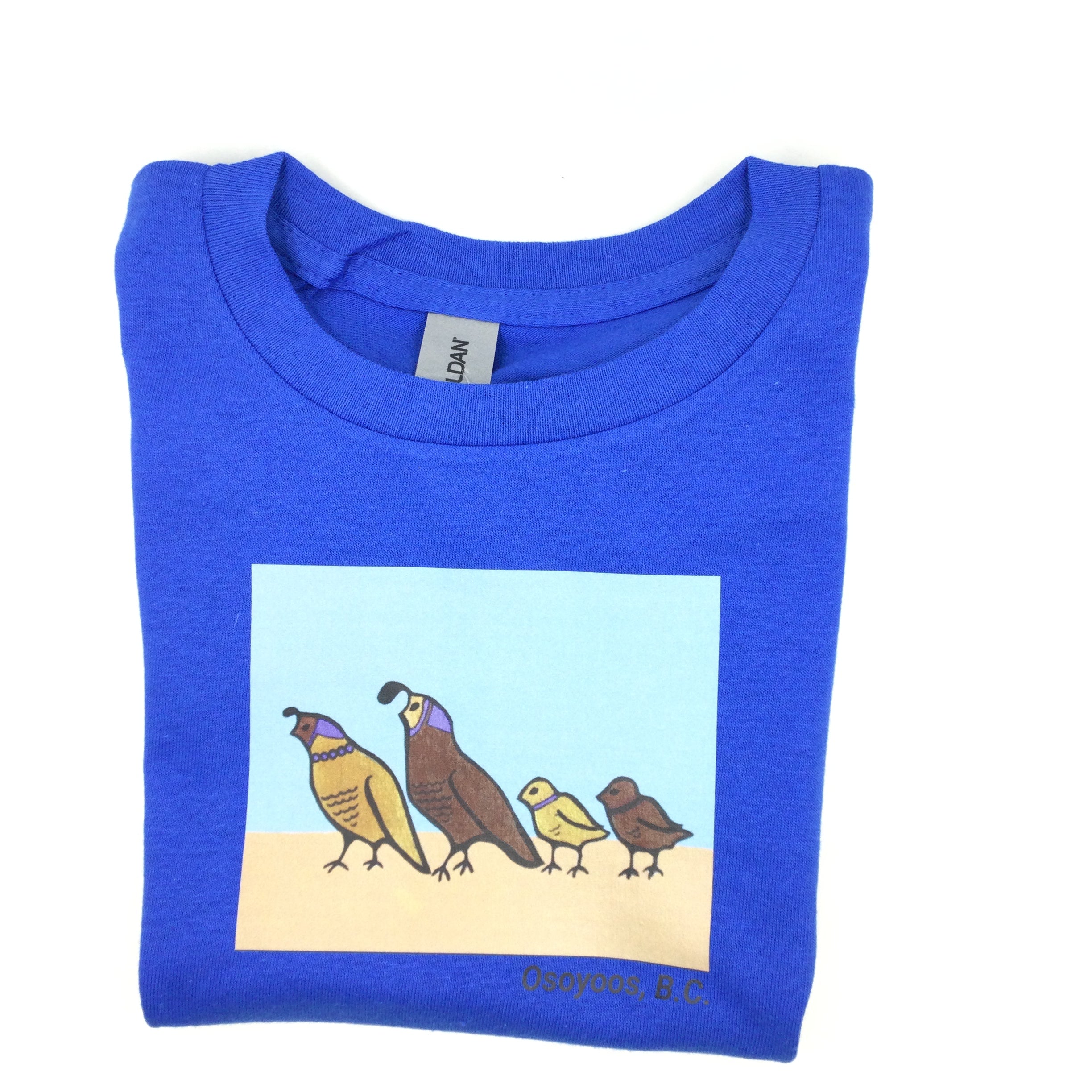 Toddler Tshirt with Quail Family - Blue