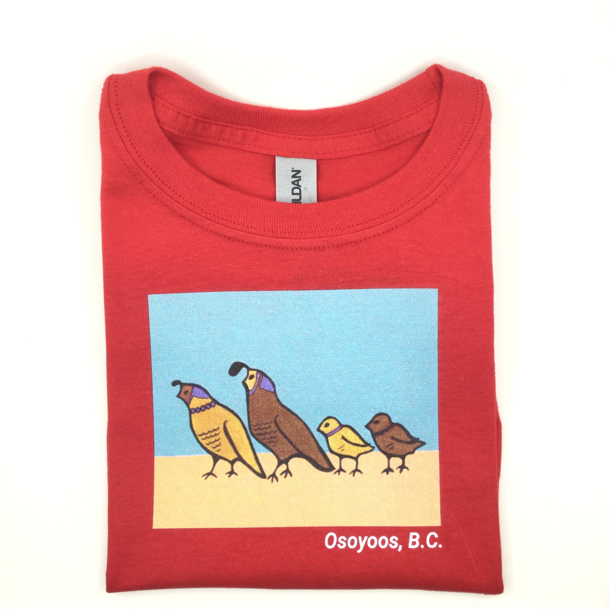 Toddler Tshirt with Quail Family - Red
