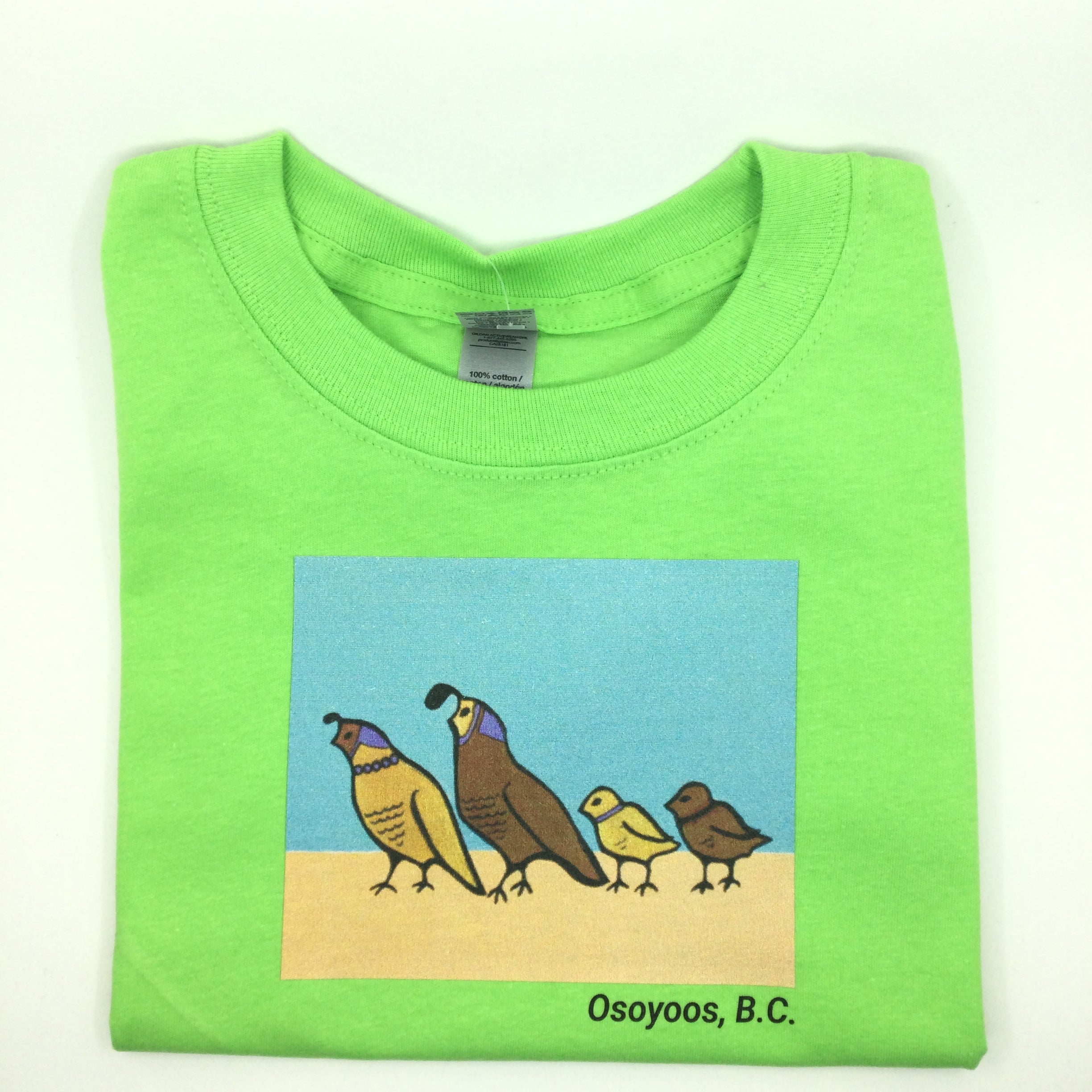 Toddler Tshirt with Quail Family - Lime