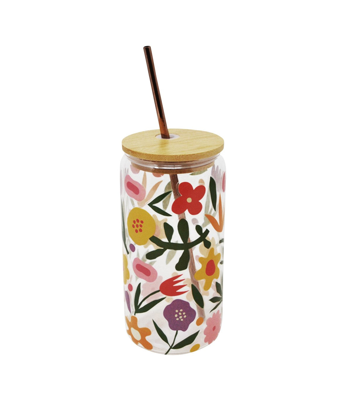 Tumbler with Lid & Straw - Floral