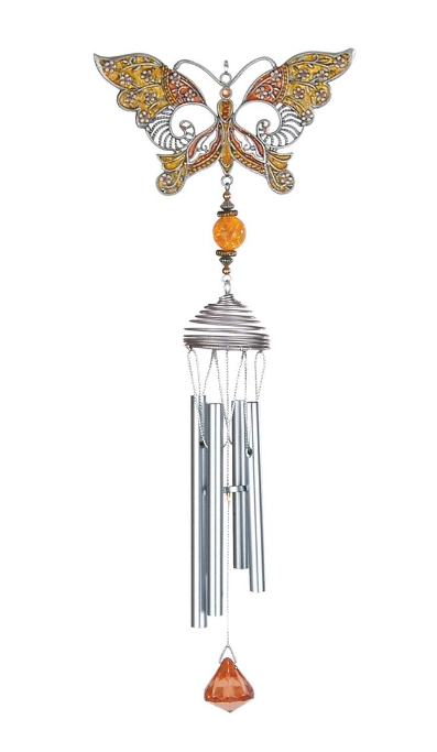 Pewter Chimes - Butterfly Orange