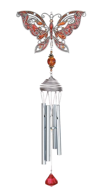 Pewter Chimes - Butterfly Red