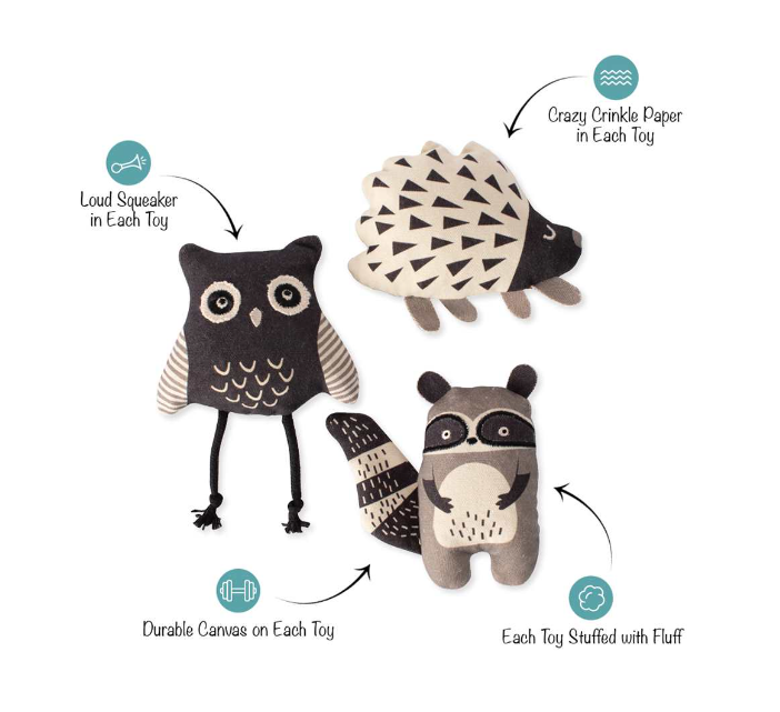 Mini Canvas Pet Toys - Set of 3 - Wild Ones