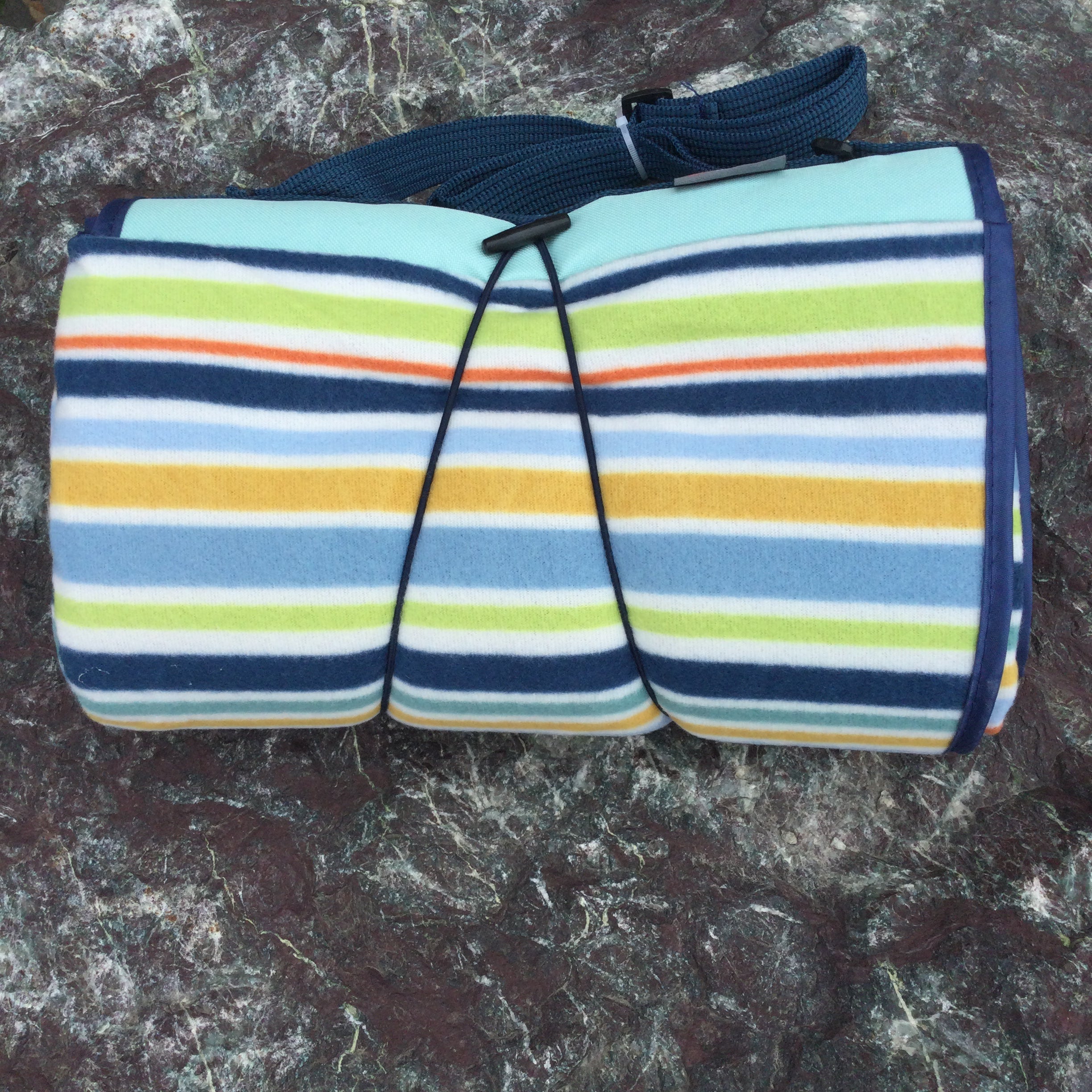 Picnic Blanket Tote - Multi Stripe Blue