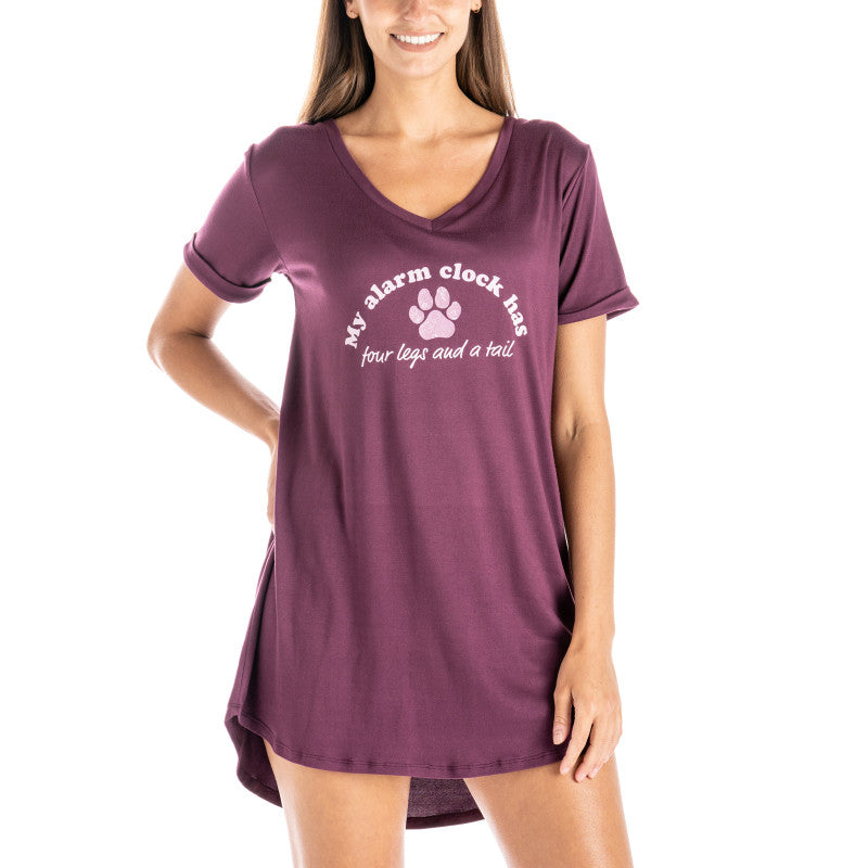 Let Me Sleep Shirt - Purple "My Alarm Clock Has Four Legs And A Tail"
