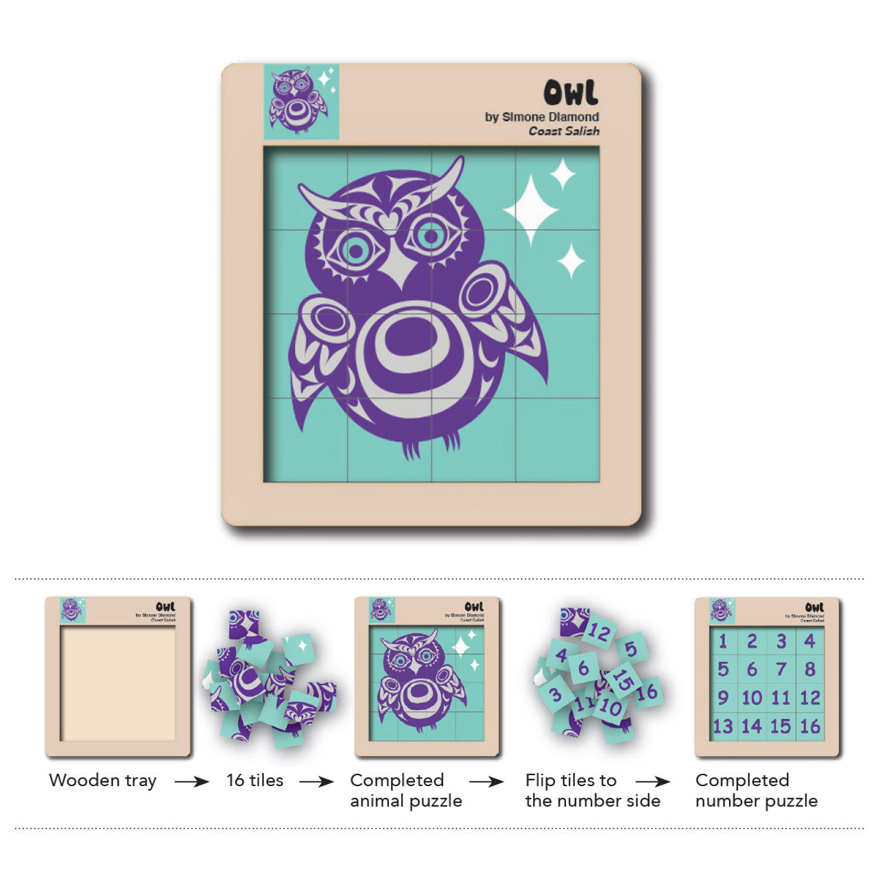 Wooden Tile Puzzle - Owl