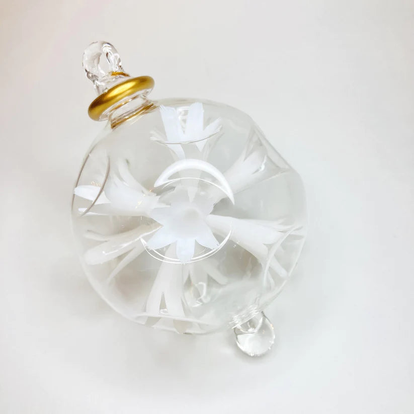 Blown Glass Ornament - White Blossoms