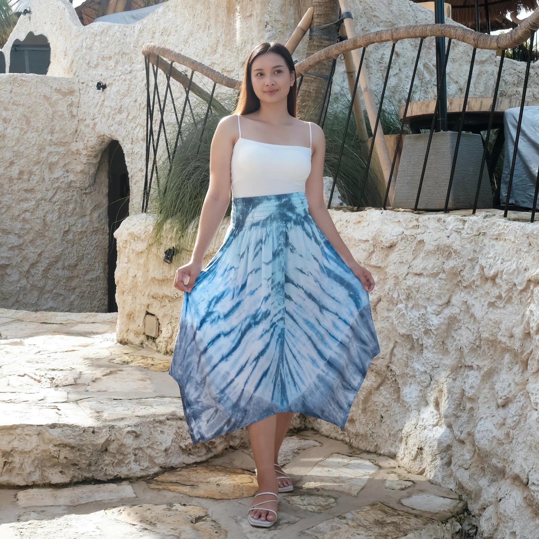 Tie Dye Handkerchief Skirt - Light Blue