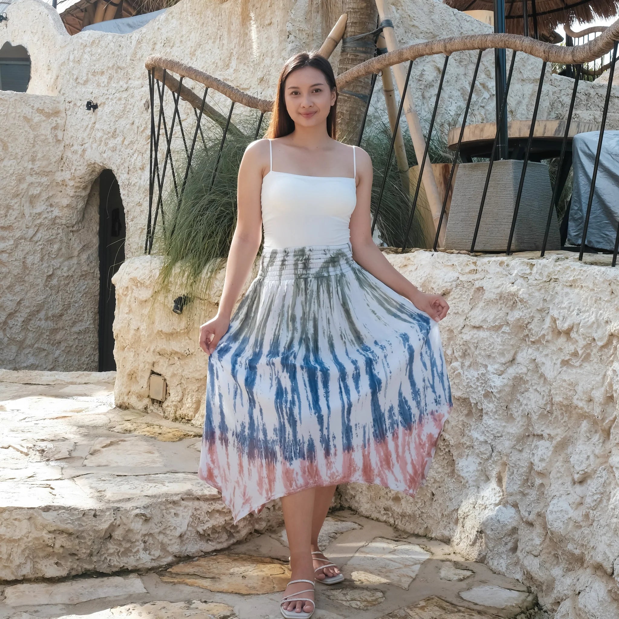 Tie Dye Handkerchief Skirt - Olive