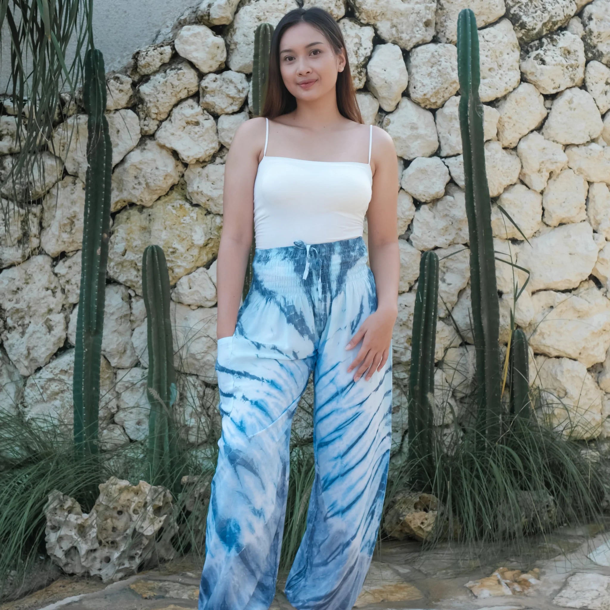 Tie Dye Bali Pants - Light Blue