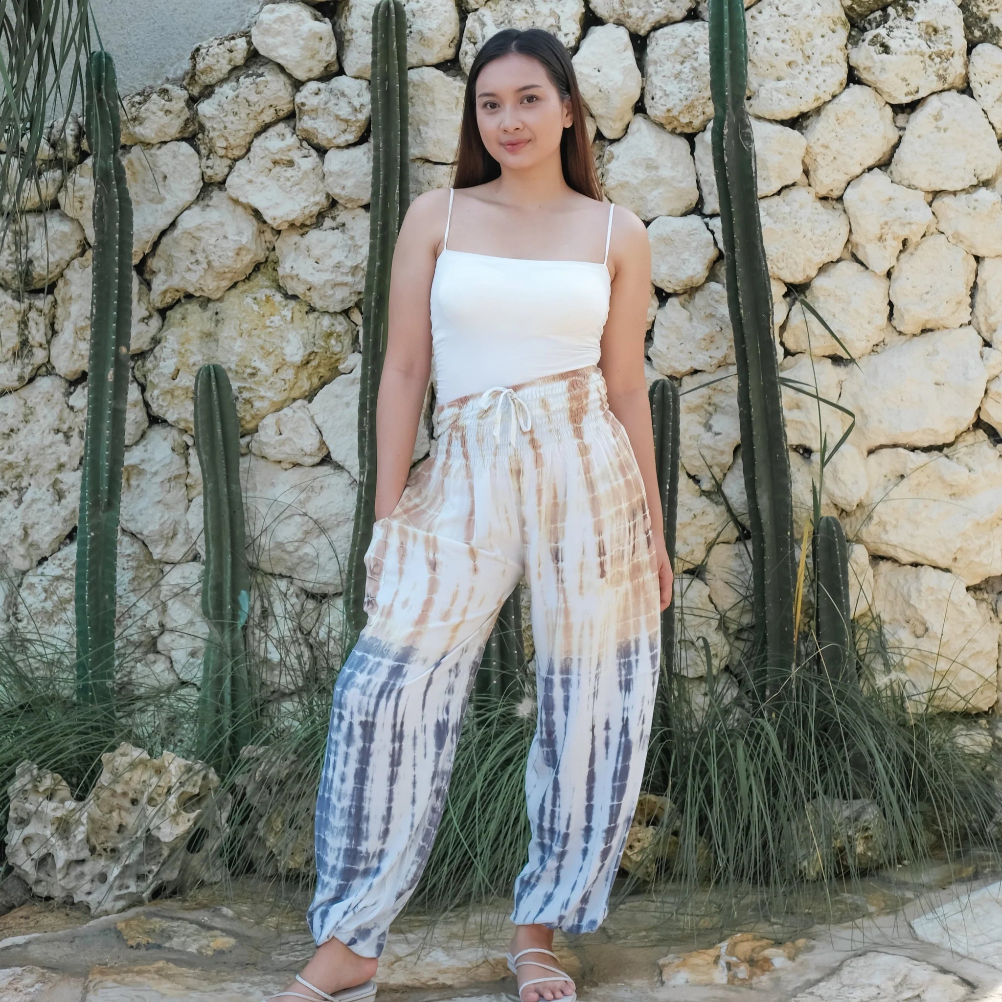 Tie Dye Bali Pants - Tan
