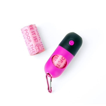 Doggie Bag Dispenser with Flashlight - Pink