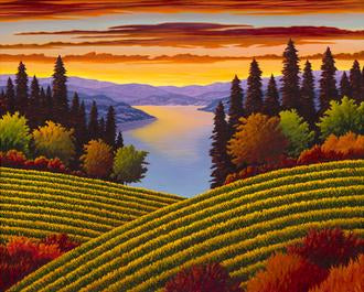 Large Art Card by Mal Gagnon - Sunset And Vines
