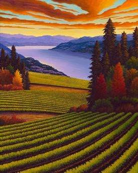 Small Art Card by Mal Gagnon - Wine Country Dusk