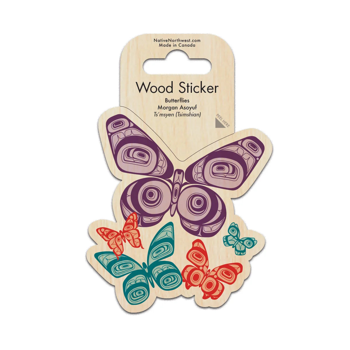 Native Northwest Wood Sticker - Butterflies