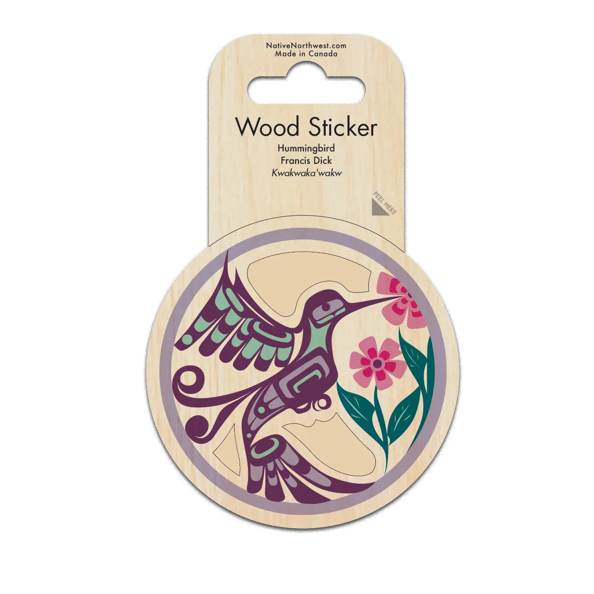 Native Northwest Wood Sticker - Hummingbird