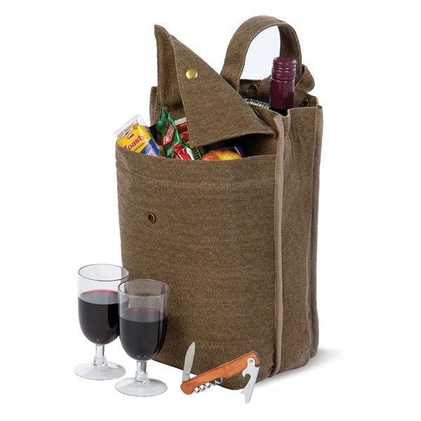 Insulated Wine Cooler Tote - Brown