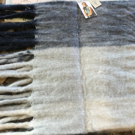 Grey and White Woven Scarf