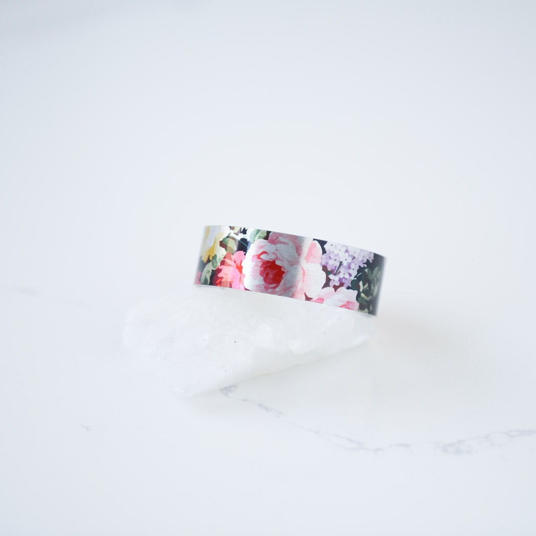 Small Cuff Metal Bracelet - Floral