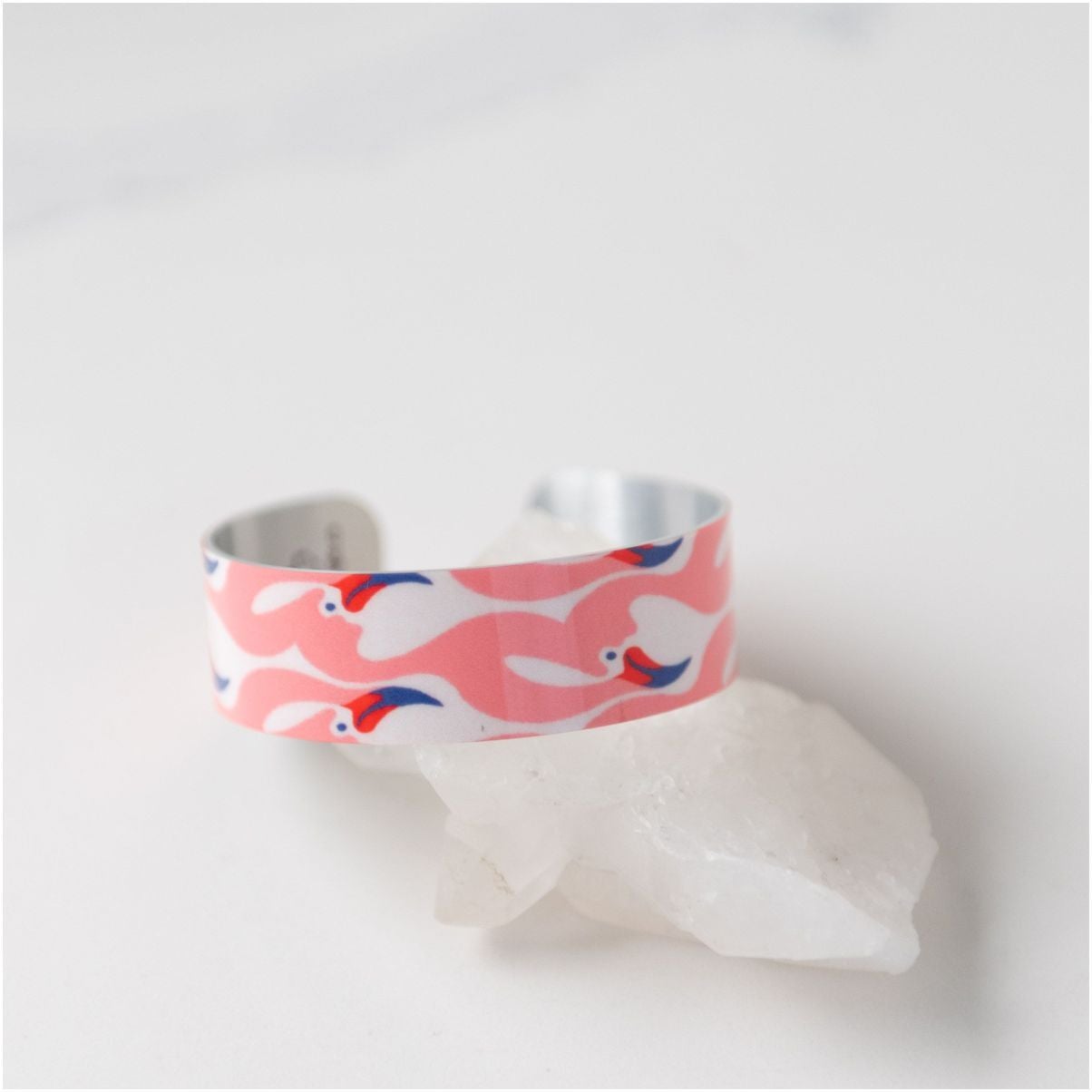 Small Cuff Metal Bracelet - Flamingo
