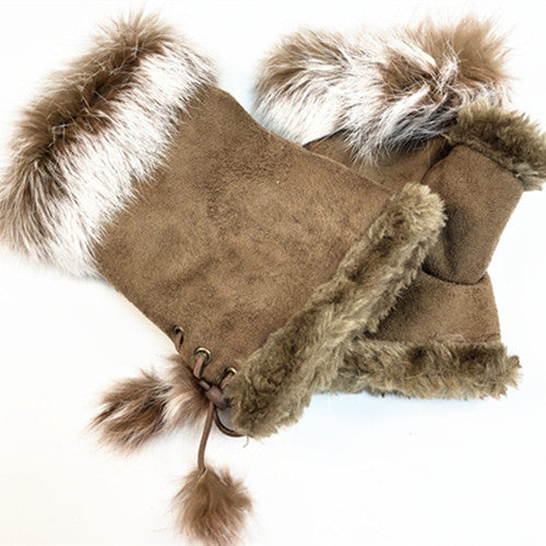 Fingerless Gloves with Faux Fur