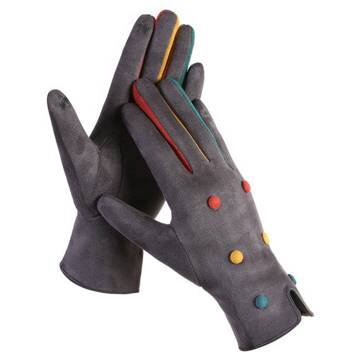 Leather Trim Touch Screen Gloves
