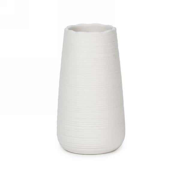 Small White Ridged Vase