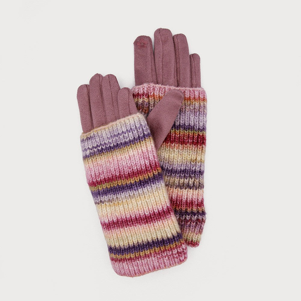 Colourful Ribbed Wrist-Warmer Gloves