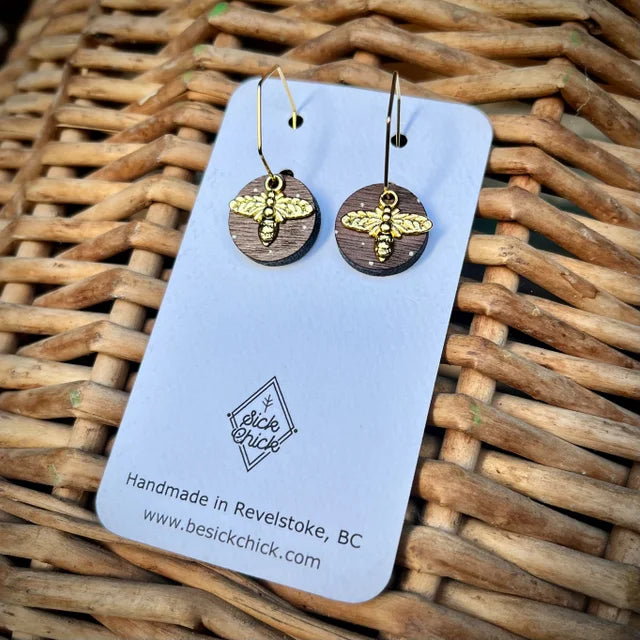 Sick Chick Dangling Wood Earrings