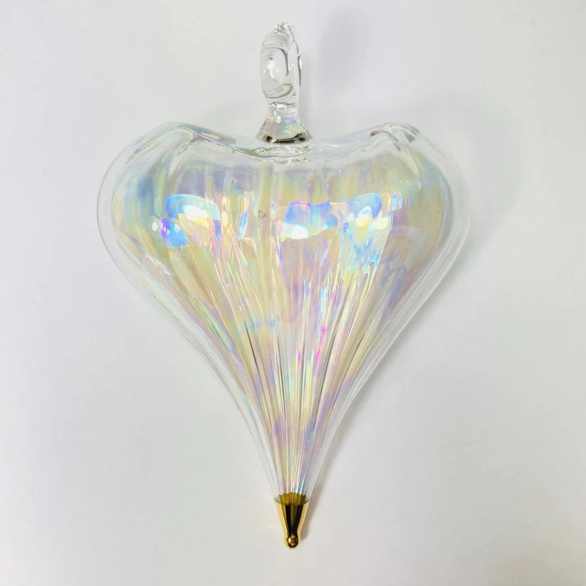 Blown Glass Heart Ornament - Clear