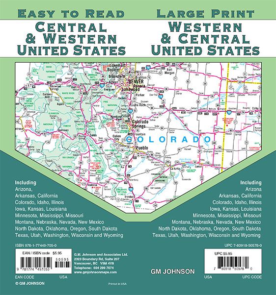 Western & Central United States Map