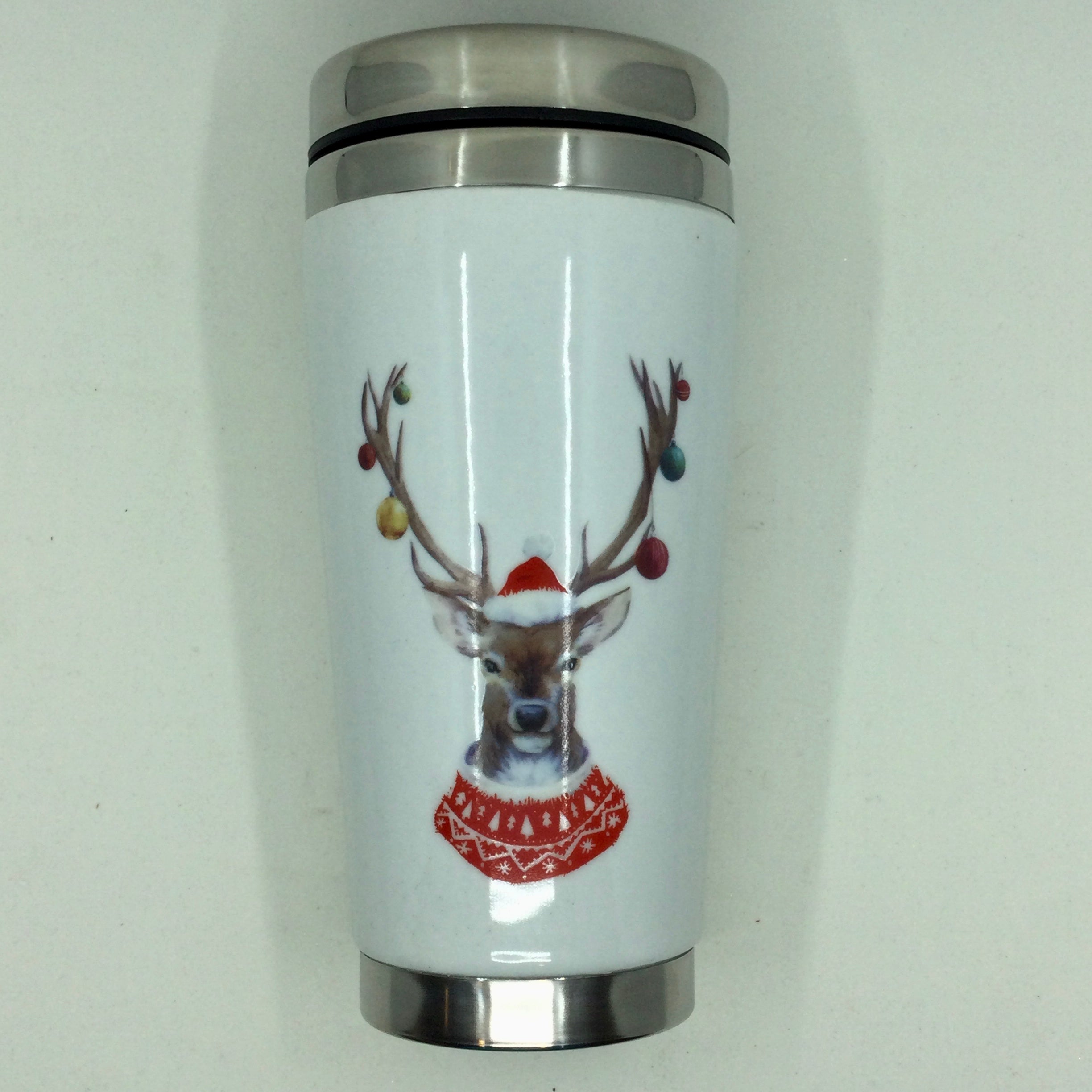 Glass Coffee Mug with Christmas Deer