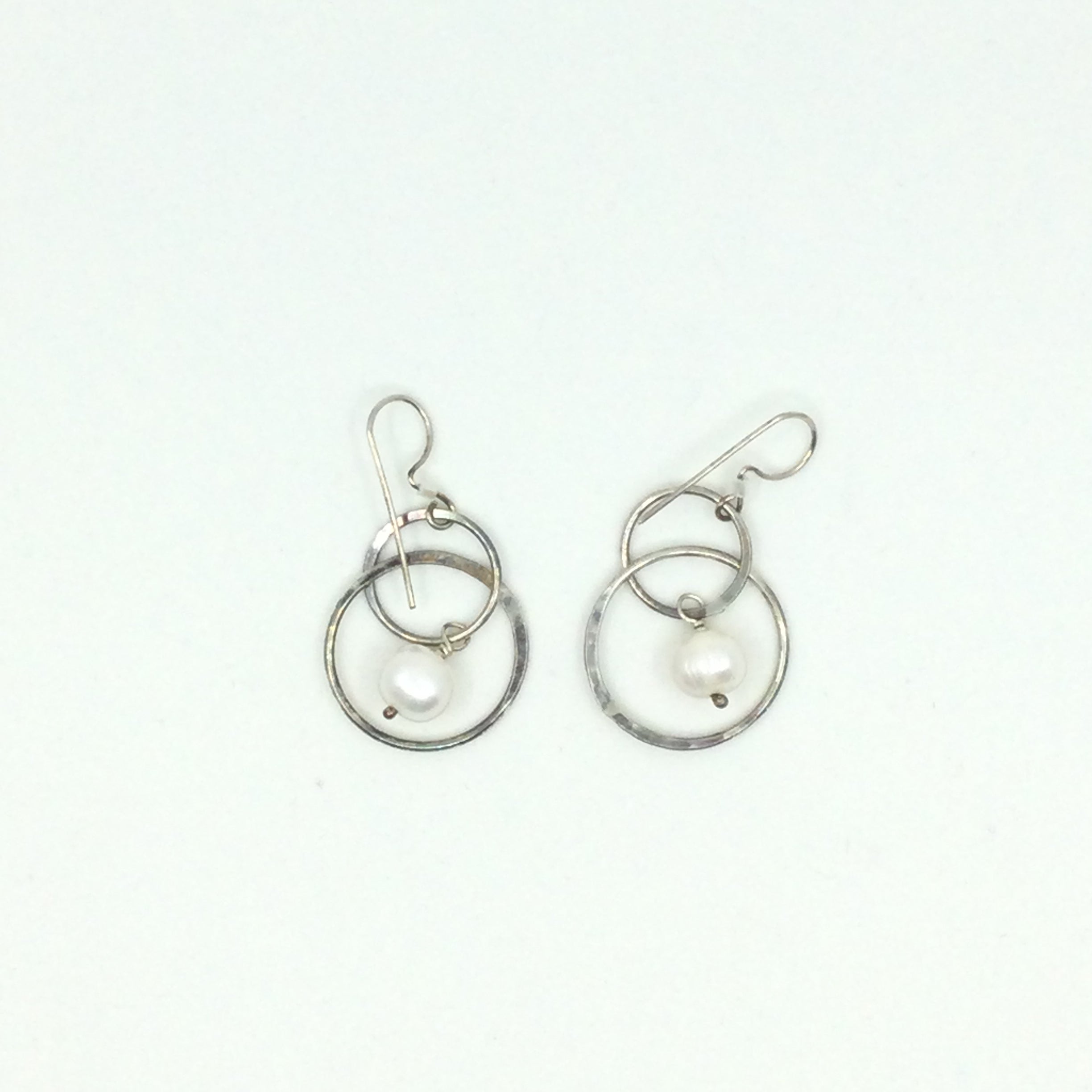 Crazy Eight Hoop Pearl Drop Earrings - White Pearl