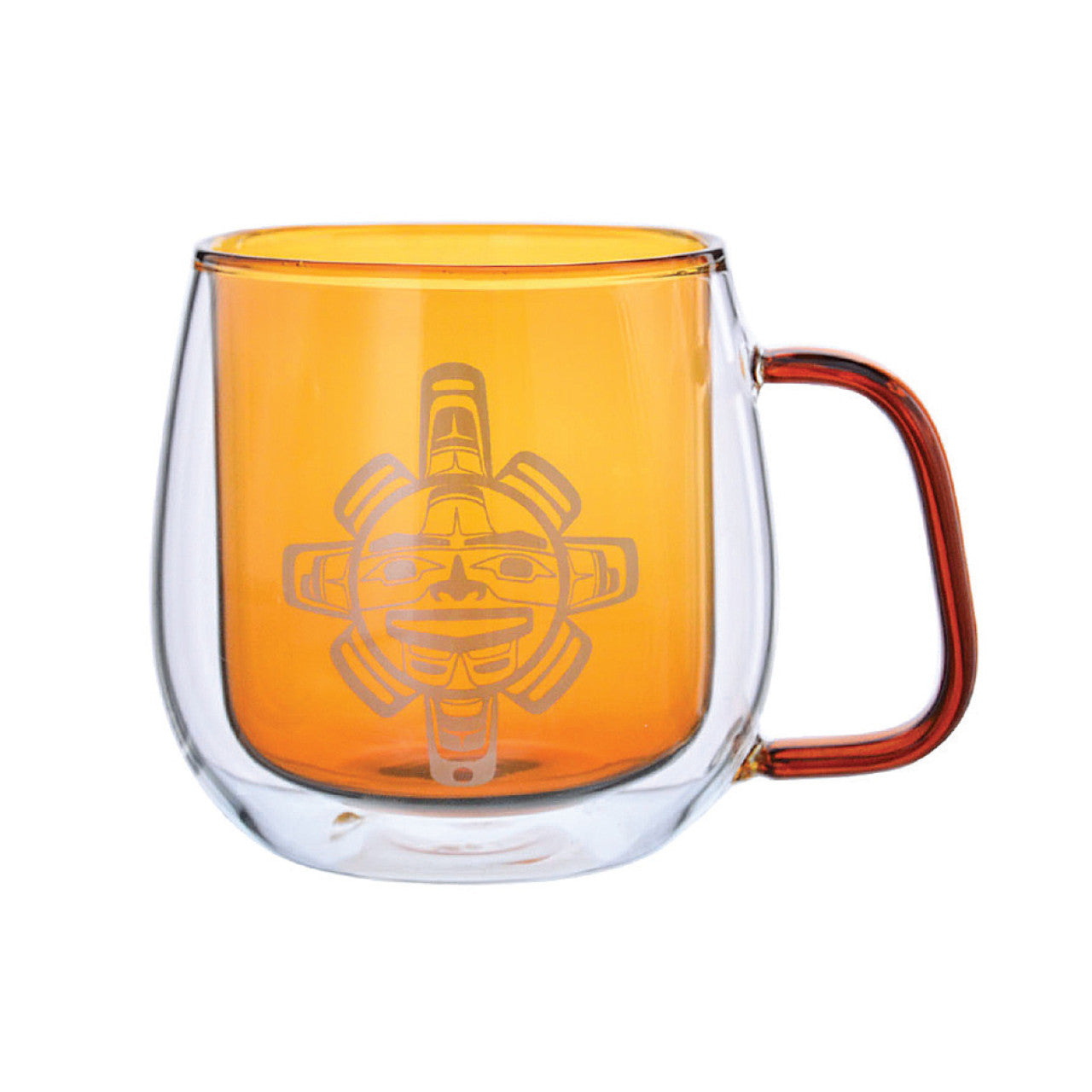 Native Northwest Double Walled Glass Mug - Chilkat Sun