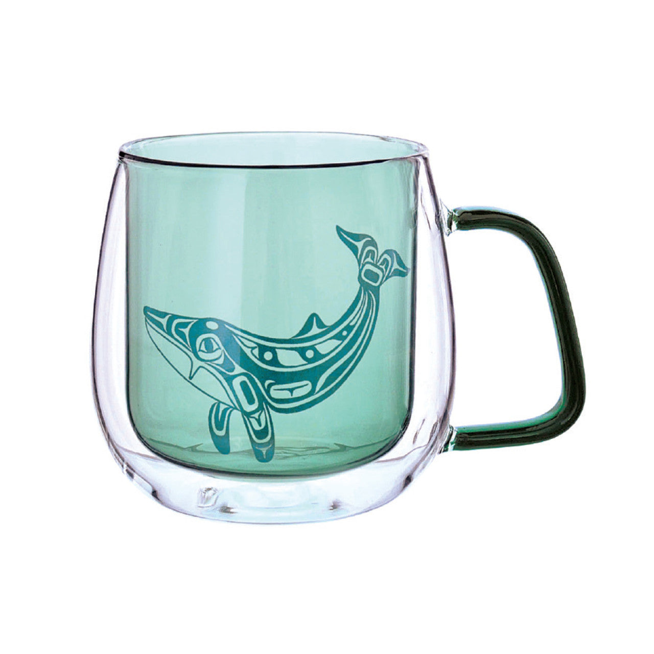 Native Northwest Double Walled Glass Mug - Humpback Whale