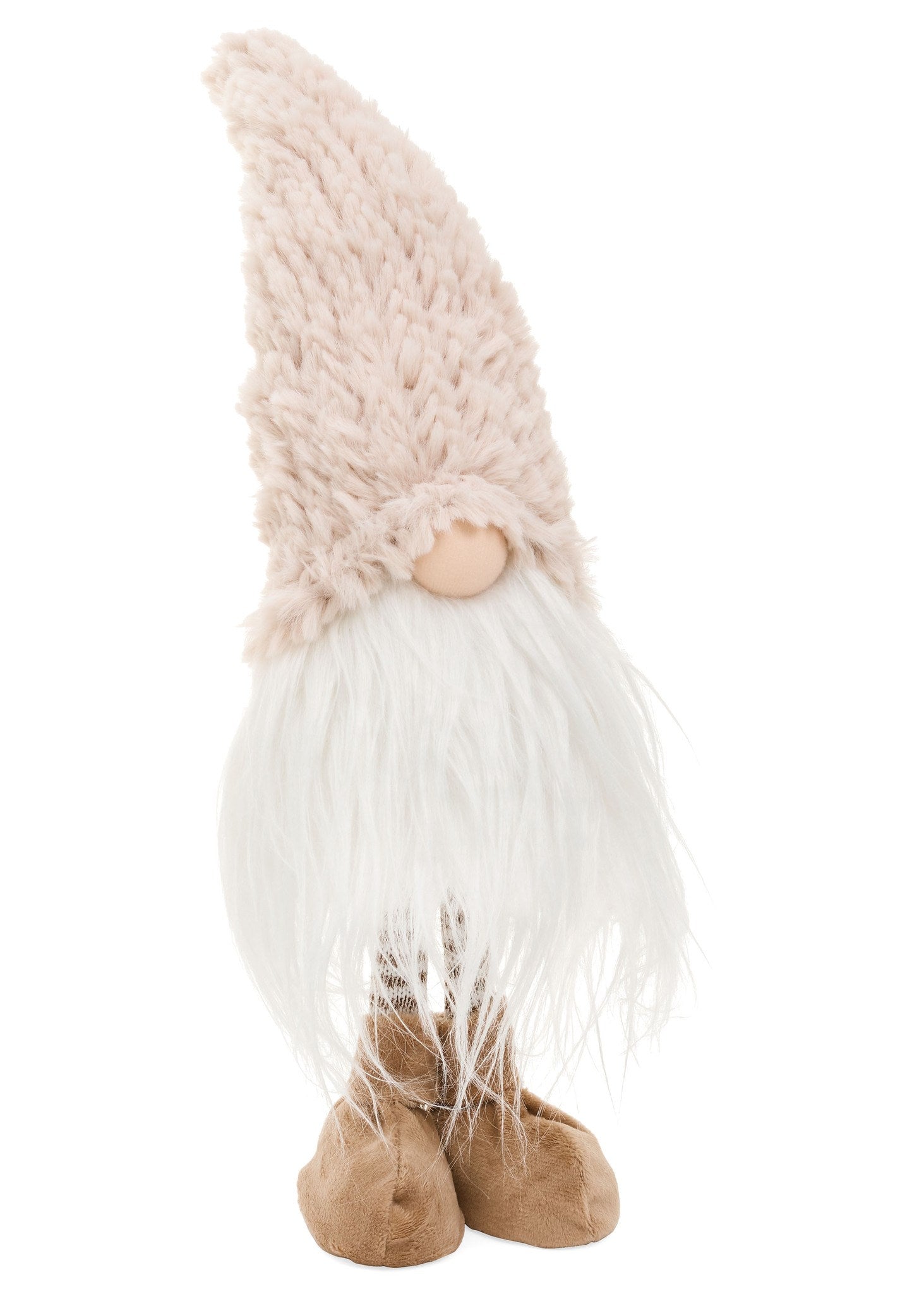 Standing Gnome with Beige Knit Hat