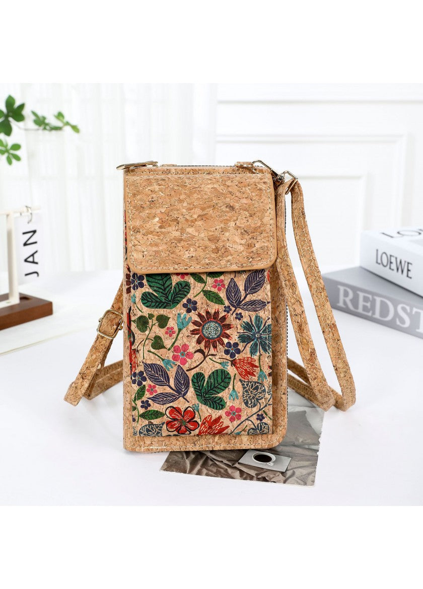 Cork Crossbody Wallet with Cellphone Pocket