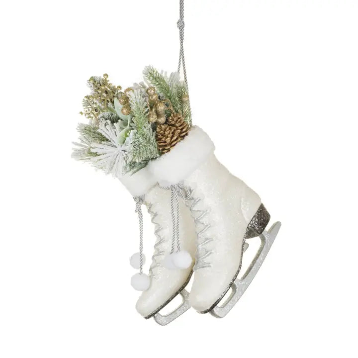 Sparkly White Ice Skate with Branches