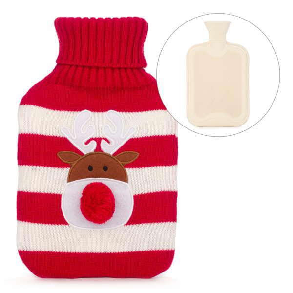 Hot Water Bottle with Reindeer Cover