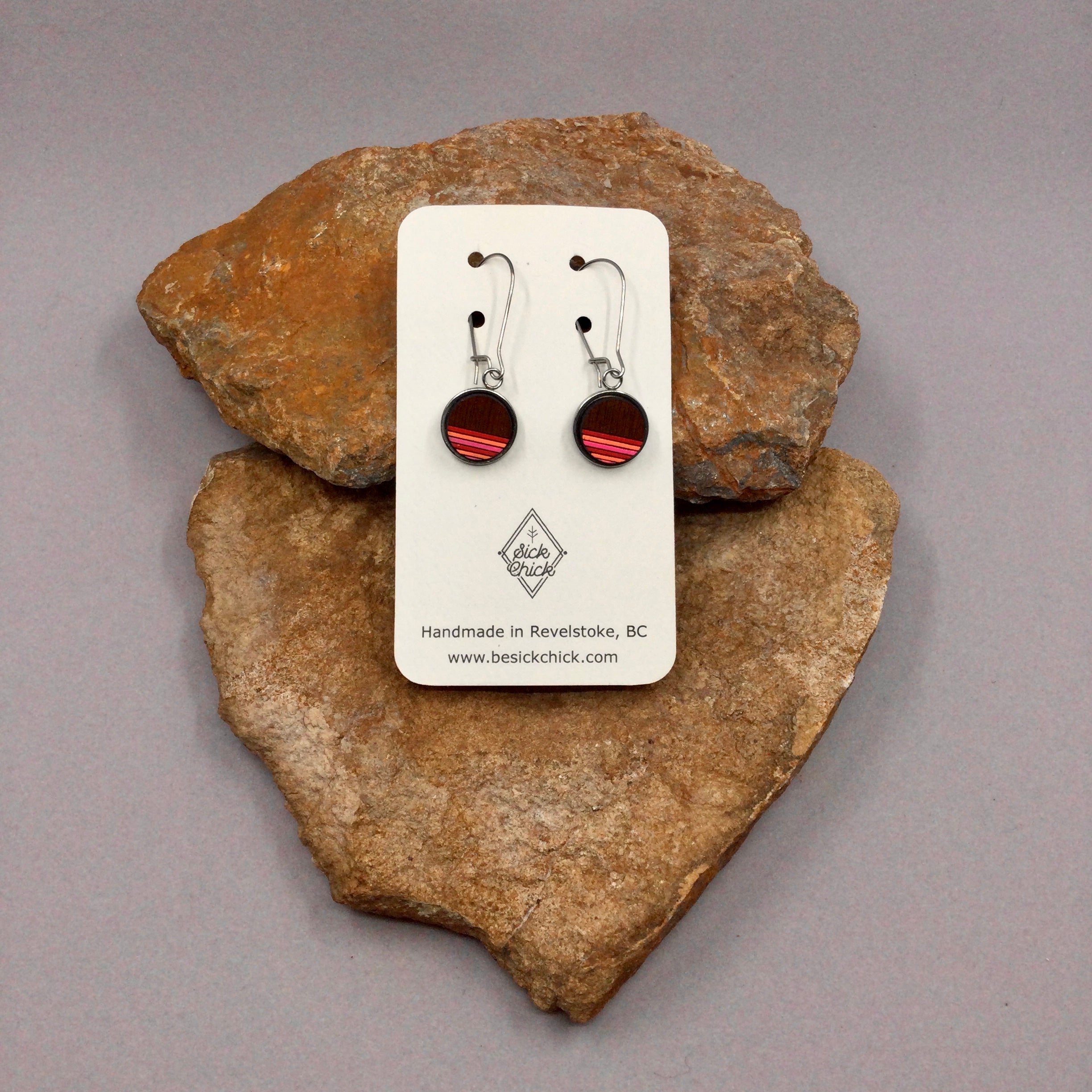 Sick Chick Dangling Wood Earrings