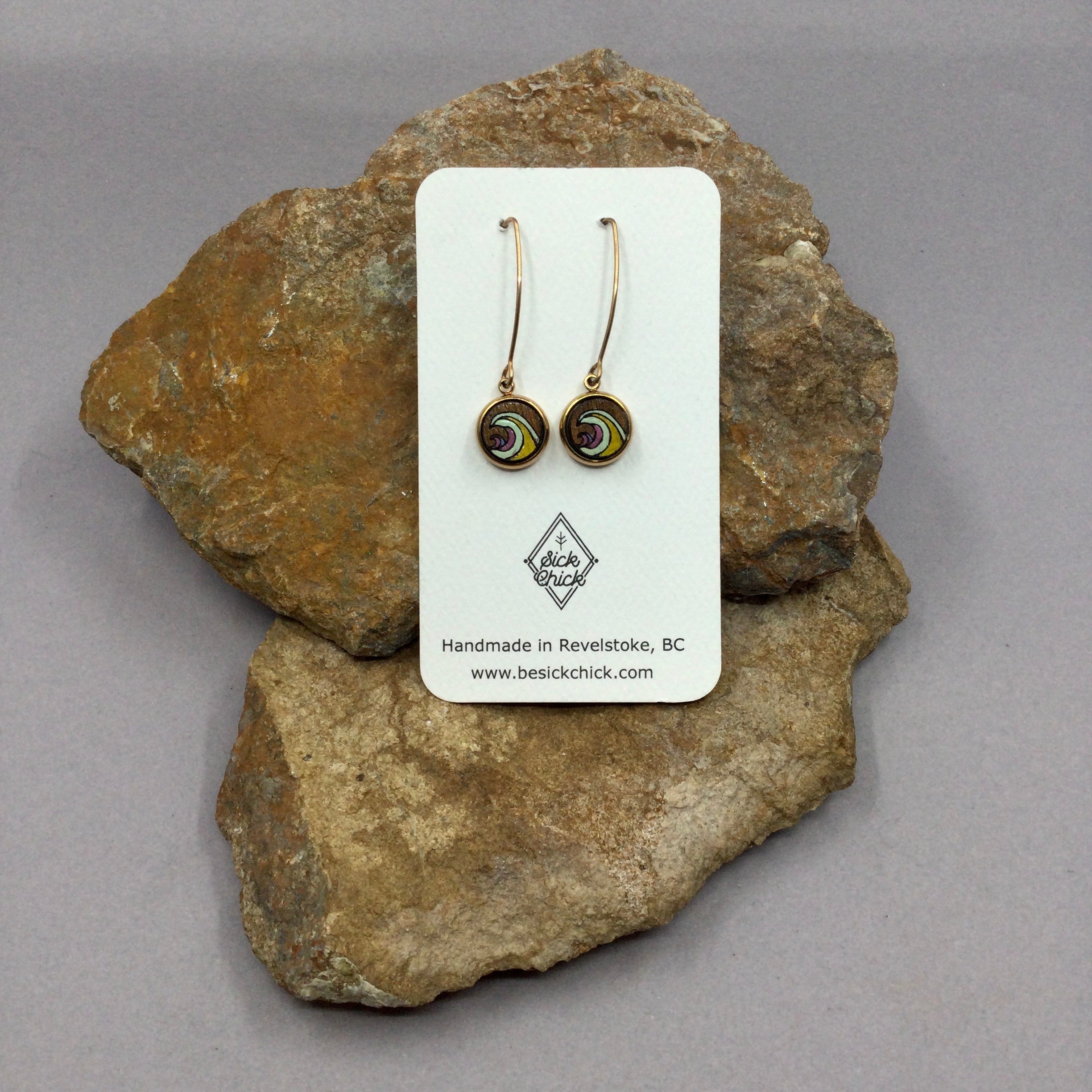 Sick Chick Dangling Wood Earrings